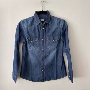 Eddie Pen Boys Denim Chambray button down snap button shirt size 12 years